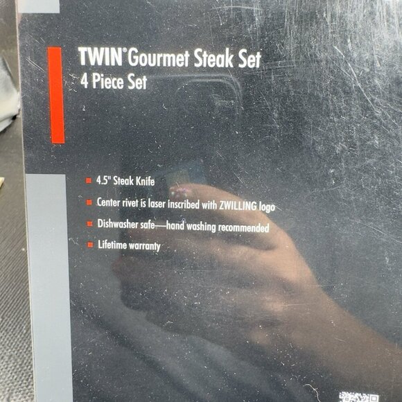 Zwilling Gourmet Steak Knives Set 4 New In Box Brushed Handle Twin Gourmet Set - Picture 11 of 12
